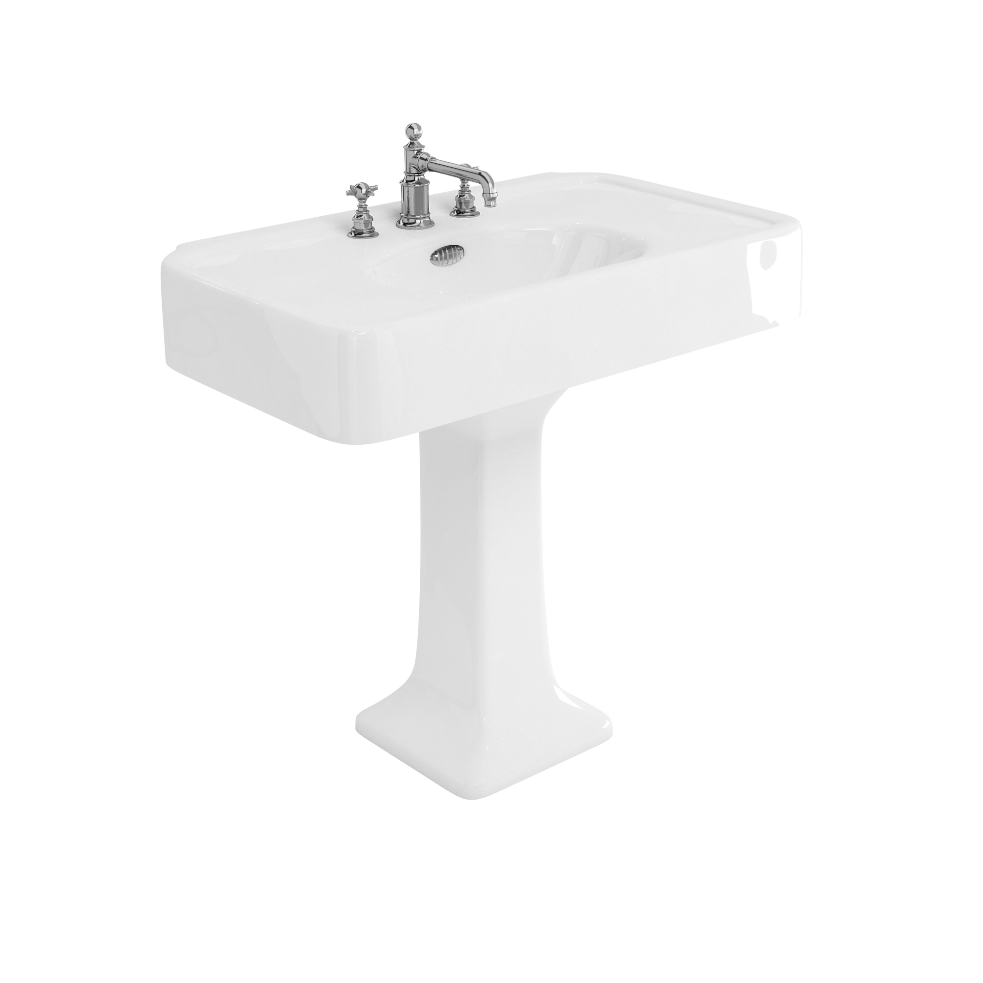 Arcade 900mm basin with chrome overflow & pedestal